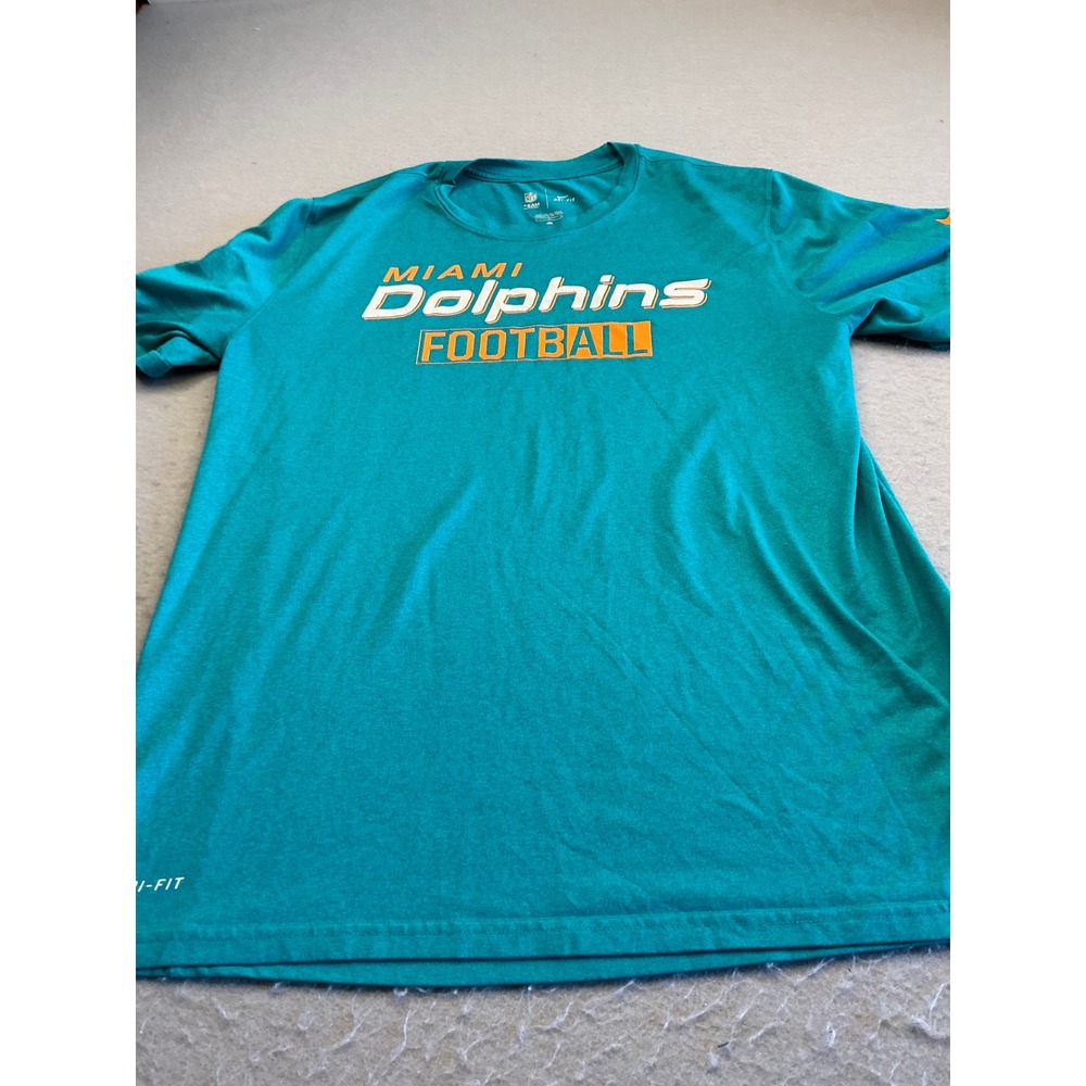 Nike Miami Dolphins T-Shirt Dri-Fit Aqua Performance Graphic Size L NFL Football